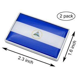 2 Pcs 3D Nicaragua Nicaraguan Flag Metal Car Stickers Chrome Decals,2.3 x 1.6 Inch Metal Truck Stickers,Patriotic Car Motorcycle Emblem.