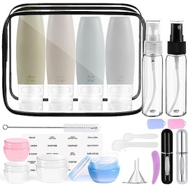 Juego De Botellas De Viaje De 21 Piezas, Botellas De Viaje De Silicona De 306090 Ml Con Bolsa Transparente, Contenedores De Viaje Recargables a