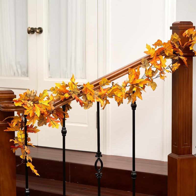 Autumn Garland - 5.8Ft Autumn Decorations Hanging Maple Leaf Garland