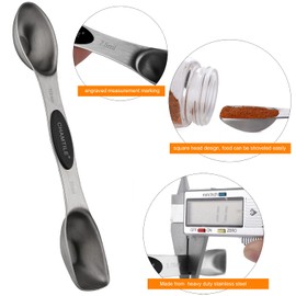 Magnetic Measuring Spoons Set Dual Sided Stackable Stainless Steel Long Handle Teaspoon Measuring Spoons for Measuring Dry and Liquid Ingredients Fits in Spice Jars, Set of 8
