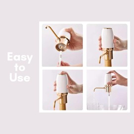 iInnovate Electric Wine Aerator, Modern Wine Aerator, Electric Wine Dispenser, Gold and White Wine Pourer, Wine Pump, Automatic Wine Pourer, Wine Dispenser, Rechargeable with Micro USB Cable