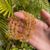 Natural Citrine 6mm Round Beads Dainty Gemstone Elastic Stretch Bracelet