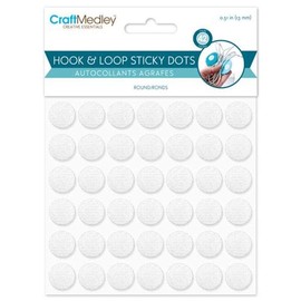 MULTICRAFT IMPORTS INC Hook Loop DOT ADHESV WHT, White Round, 1/2", 42/Pkg