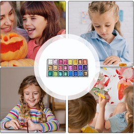 24 Colors Watercolour Paint Set, Watercolor Set, Metallics Watercolour Paints, Glitter Watercolour Solid Paint Box, Glitter Watercolour Paint Set For Painting, Colouring