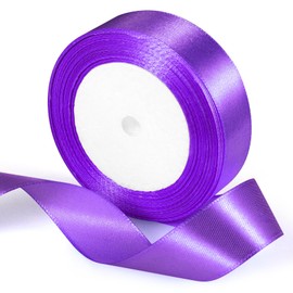 25 Yards Dark Purple Satin Ribbon 1inch, Single Face Polyester Silk Fabric Hair String Ribbon for Craft, Flower Bouquets, Gift Wrapping, Wedding, Bow Making and Valentines Decoration