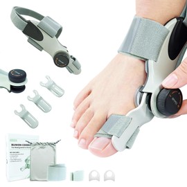 Bunion Corrector for Women Big Toe - US Patent 3 Precision Angles (0°/7.5°/15°) Adjustable Toe Straightener & Bunion Splint Brace with Extra Straps & Toe Separator, Fits Left & Right Foot by EliaValth, Large, Brown 1 PACK
