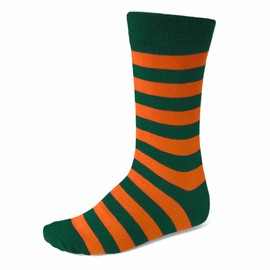 tiemart Men's Socks (Hunter Green and Orange Striped)