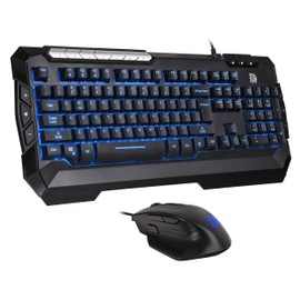 Thermaltake Tt eSPORTS Commander Combo V2, Gaming Keyboard and Gaming Mouse with 2500 DPI, 3 Color Back Lights and Lighting Effect, cm-CMC-WLXXMB-US