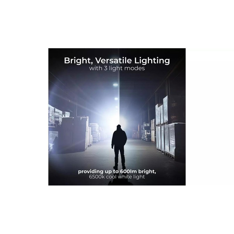 Handyfix Luceco LED Tactical Flashlight, Black with Green Trim, High-Power