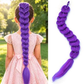 Purple Braiding Hair Ponytail Extensions with Elastic Tie 30Inch Braids