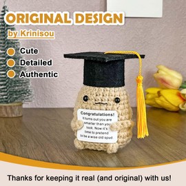 Krinisou Positive Crochet Spud, Graduation Gifts for Her Him, 2025 Cute College Senior High School Graduate Gifts, Small Unique Funny Congrats Grad Gift Ideas for Women Men Best Friend