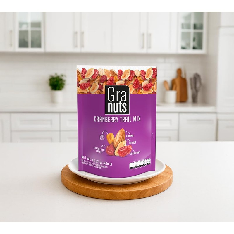 Granuts Cranberry Trail Mix, Sweet & Savory Resealable Family Pack,