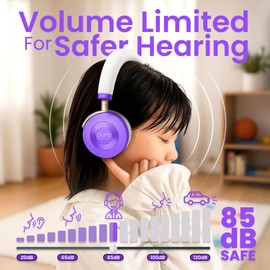 Puro Sound Labs JuniorJam Plus Volume-Limiting Wireless Bluetooth Headphones for Kids, Secure Audio with Adjustable On-Ear Design, 22-Hour Battery, Ideal for Tablets, Smartphones & PCs - Purple