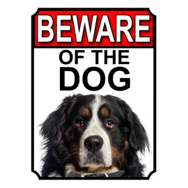 SHAWPRINT BEWARE OF THE DOG METAL GATE SIGN BERNESE MOUNTAIN DOG 200MM X 150MM (1109H1)