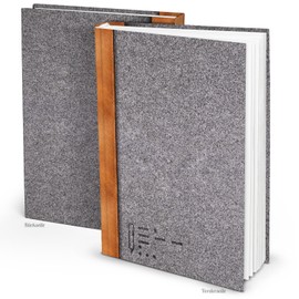 Logbuch-Verlag Noitzbuch Blank with Blank Pages Book Diary Grey Felt Look Printed DIN A4 Hardcover Thought Book