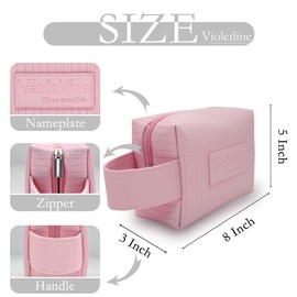 Violetline Women's Cosmetic Bag Essentials, Perfect Christmas Gifts! Elegant Preppy Travel Makeup Bag, Ideal Waterproof Leather Cosmetic Bag for Girls and Moms (Light Pink Cosmetic bag)