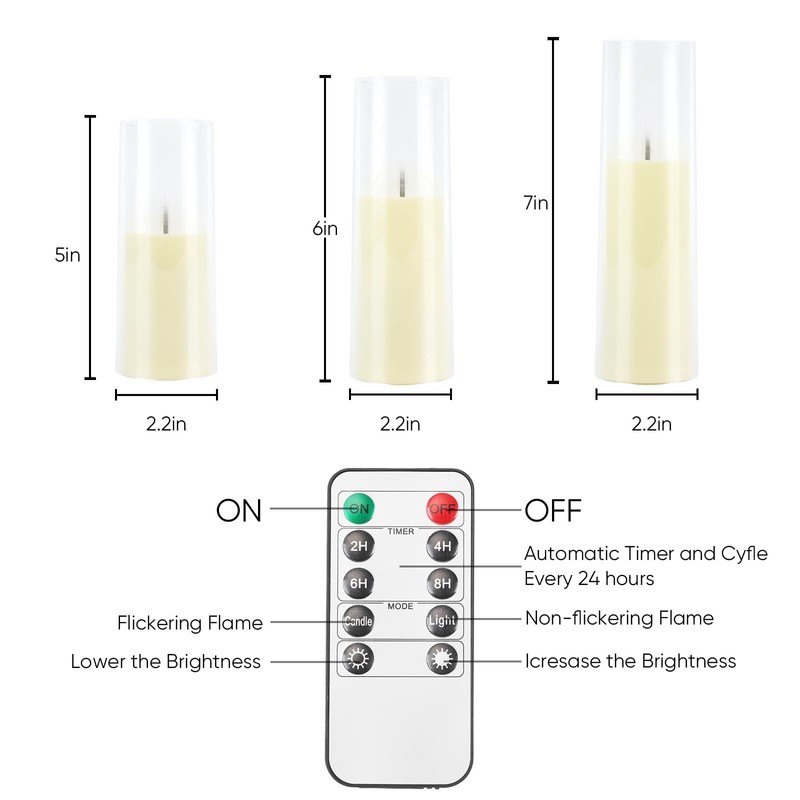 Homemory Ivory Flameless LED Candles with Remote Control & Timer,