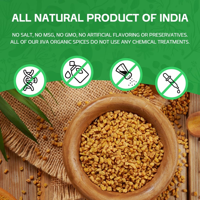 Jiva Organic Fenugreek Seeds 7 Ounce – Non-GMO, Gluten Free,
