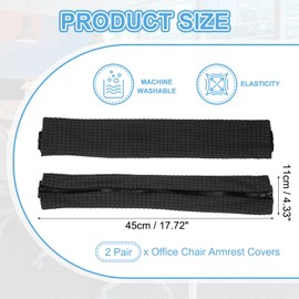 PATIKIL 45 x 11cm Office Chair Armrest Covers 2Pair Black
