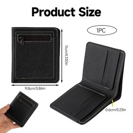 Arvoni Men's Wallet with Zip PU Leather, Small Wallet Men's Ultra Thin Short with 6 Card Slots, Mini Wallet Easy to Carry, Wallets for Everyday Use and Travel