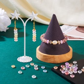 Boutigem 100Pcs Flat Round Transparent Crackle Glass Beads Abacus Crystal Loose Spacer Beads for Bracelet Necklace Earring Jewelry Making DIY Crafts