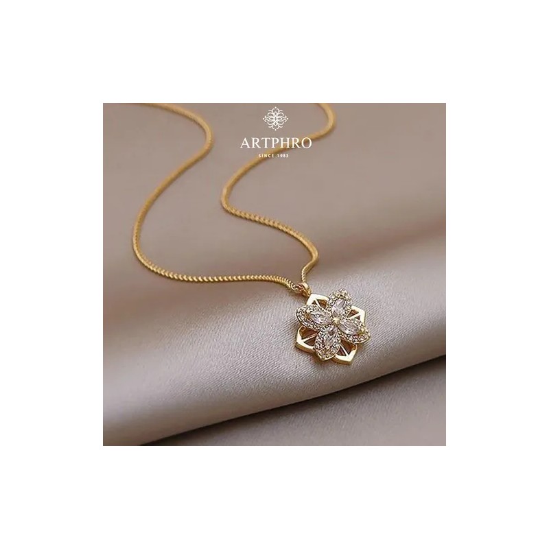 Artphro Trébol Giratorio Collars Y Cadena Dorados Mujer