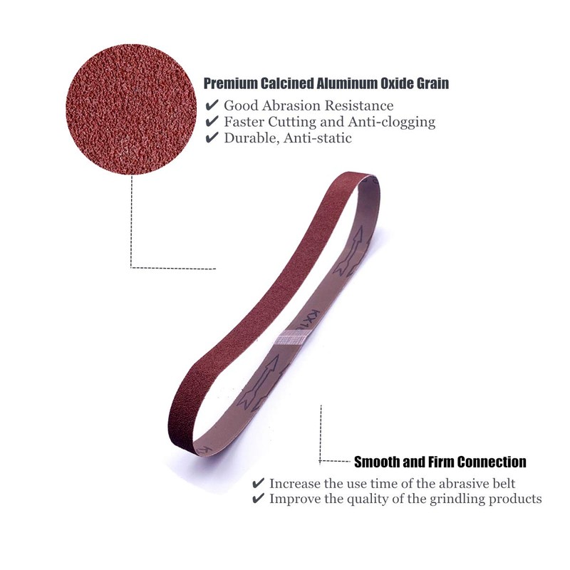 3/8 x 21 Sanding Belt,Aluminum Oxide Abrasive Sanding Belt for