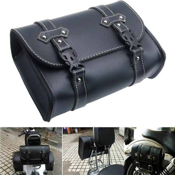 Maso Motorcycle Saddle Bag, Universal Luggage PU Leather Bag Storage