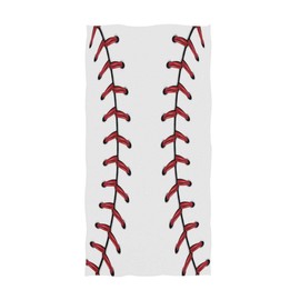 Naanle Cute Softball Baseball Red Lace Print Soft Highly Absorbent Large Decorative Hand Towels Multipurpose for Bathroom, Hotel, Gym and Spa (16 x 30 Inches)