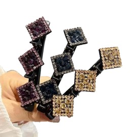 【MATERIAL DE CALIDAD PREMIUM】: Nuestras pinzas para el cabello trenzadas están hechas de material de primera calidad, la pinza para el cabello está unida con diamantes de imitación para que s