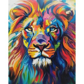 OKSGYTA Colorful Powerful Lion Paint by Numbers Kit Paint by Numbers DIY Acrylic Drawing Paintworks Artwork Adults Beginners 16x20inch No Frame