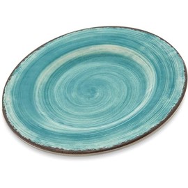Carlisle FoodService Products Mingle Resuable Plastic Plate Dinner Plate with Pottery Style for Home and Restaurant, Melamine, 9 Inches, Aqua
