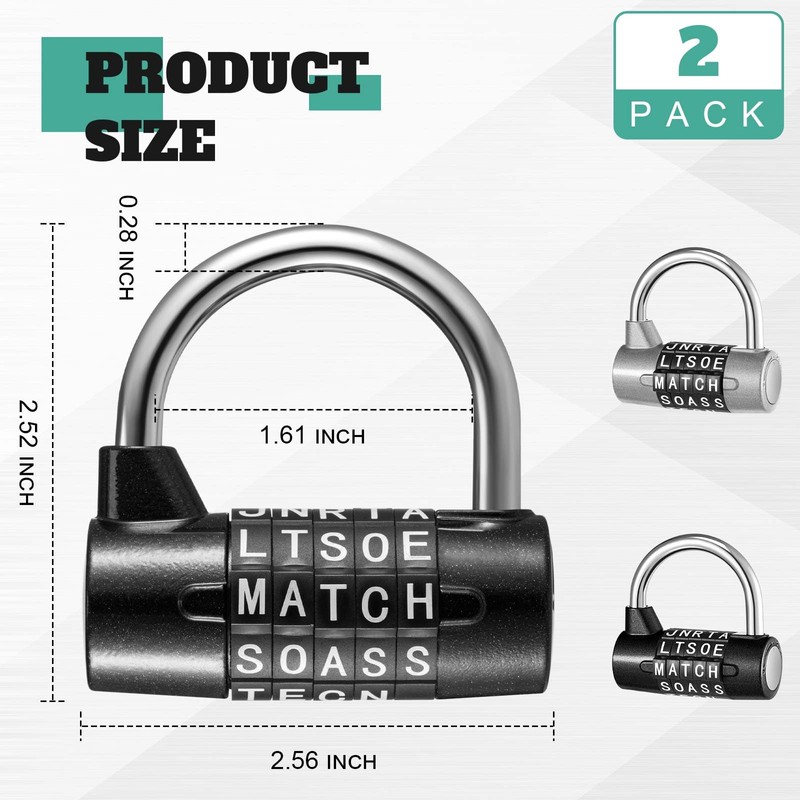 Shimeyao 2 Pcs 5 Letter Combination Lock Metal 5 Digit