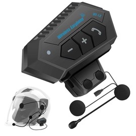 BT12 Motorcycle Earphones, Helmet, Speaker, Bluetooth 5.0, Headset, 2 People Simultaneous Calling, Income Bike Communication Device, Large Capacity, Hi-Fi Sound Quality, Hands-Free Auto Answer,