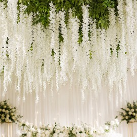 12-Piece Artificial Wisteria Vine Set – Hanging Silk Faux Flowers for Wedding Arches, Home, Party & Event Decor