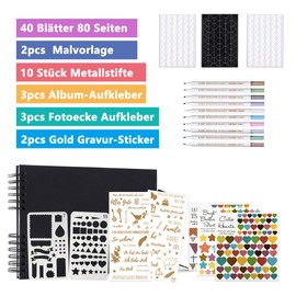 Kaszoo Photo album for self-design, DIY, 80 black pages, can be used as a graduation gift, birthday gift, wedding anniversary gift etc.