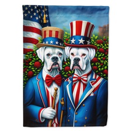 Caroline's Treasures DAC4198GF All American White Boxer Garden Flag Mailbox Flag Decorative Yard Flag Banner Outside Patio Artwork Yard Flower Beds, Garden Size, Multicolor