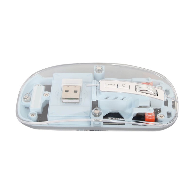 Wireless 2.4G Bluetooth Transparent Mouse 2400 DPI Rechargeable 400mAh RGB