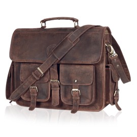 cuero Leather Messenger Bag for Men, 16 Inch Laptop Crossbody, Vintage Handmade Leather Shoulder Satchel Bag for Men, Full Grain Business Briefcase for Office/Work/Travel - Dusky Brown