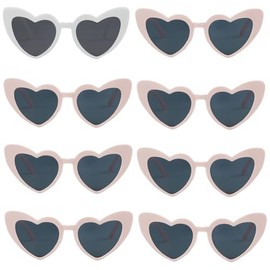 Nenluny 8 Pairs Bachelorette Party Sunglasses Heart Shaped Sunglasses Hen Party Glasses Decorations Bridesmaid Proposal Gifts for Women Girls Accessory (Pink)