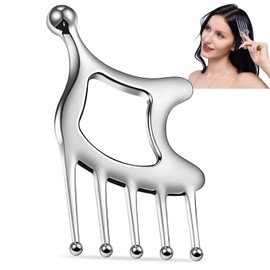 Stainless Steel Head Massager, Stainless Steel Gua Sha Comb for Head Massage, Multifunctional Scalp Massager with Trigger Point Press, Home Head Spa for Scalp Massage Hair Massage and Acupressure