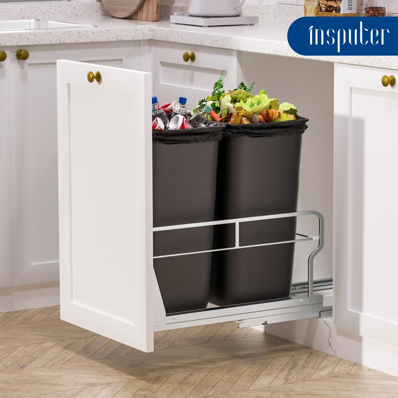 Insputer Dual Pull Out Trash Can Under Cabinet with Soft-Close