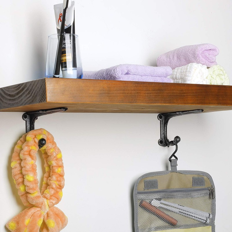 Shelf Brackets with Hooks 6 Inch, Heavy Duty Floating Shelf