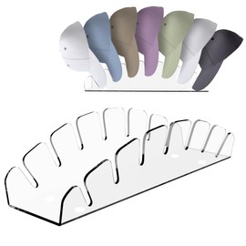 Boloyo Acrylic Semicircular Baseball Hat Display Stand , Clear Half Round Caps Display Holder Organizer , No Install Acrylic Hat Storage Rack for Bedroom, Closet, Dresser (Clear, 2PC)