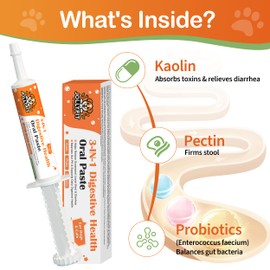 Antidiarrheal for Dogs - Kaolin Pectin Probiotic Paste for Dog, Anti-diarrheal for Cats - Puppy Probiotic Supports Firm Stool, Balances Gut pH, and Promotes Daily Digestive Health - 1 oz