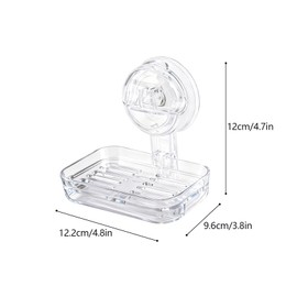 2 Pack Suction Cup Soap Dish Holder Clear Acrylic Wall Mounted Soap Shower Holder Self Draining Soap Dish with Removable Water Tray for Bathroom Bathtub Kitchen