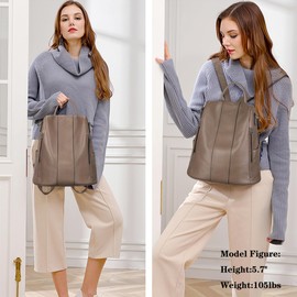 S-ZONE Leather Backpack Purses for Women Antitheft Soft Rucksack Ladies Shoulder Bag Medium