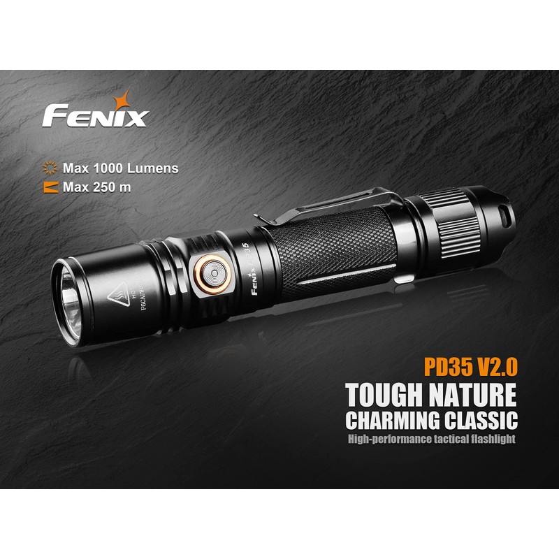Fenix PD35 V3.0 LED Taschenlampe IP68 (wasserdicht), mit Guertelclip, mit