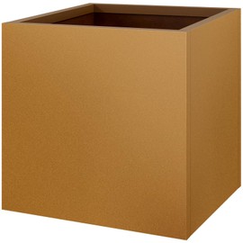Meyoppm Corten Steel Planter Box 20"x20"x21", Rustic Metal Planter with Partitions & Drainage Holes, Frost Rust Resistant Heavy Duty Planter for Patio Garden Indoor Outdoor Commercial Decor