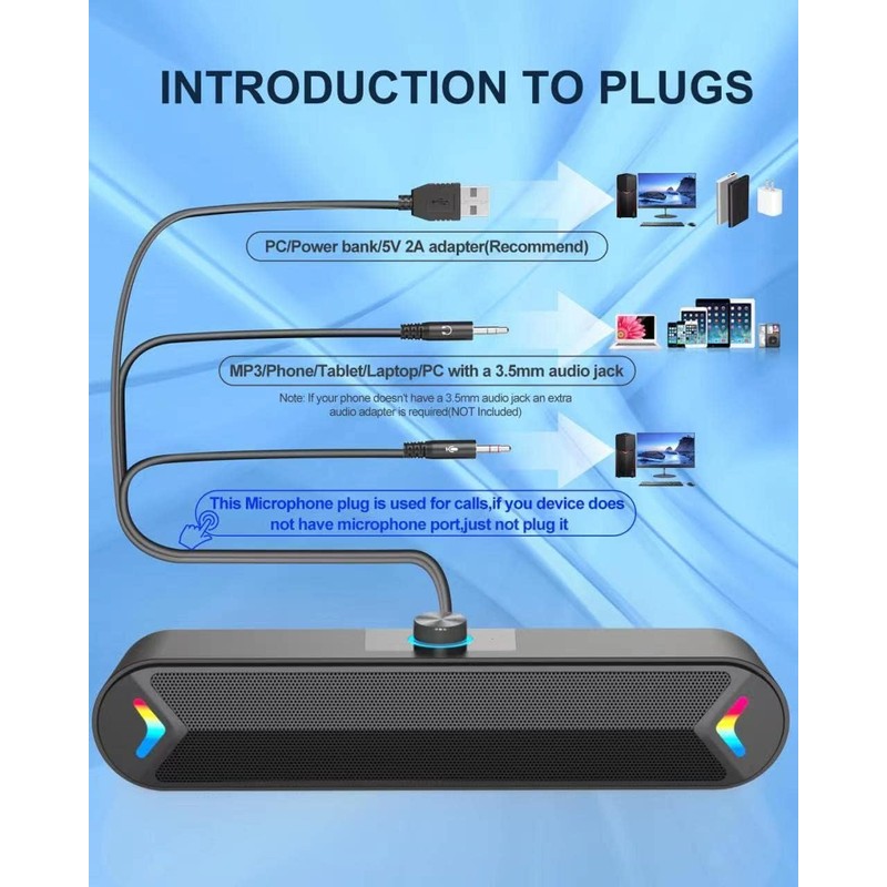 LENRUE Computer Speakers,Wired USB-Powered PC Speakers with 10W Clear Sound,Gaming